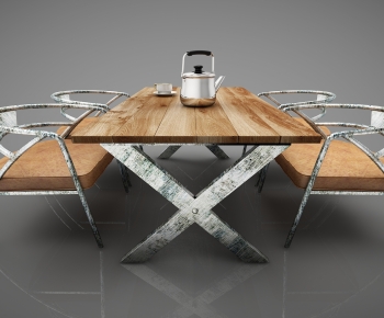 Industrial Style Dining Table And Chairs-ID:821472884