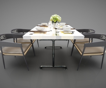 Industrial Style Dining Table And Chairs-ID:942976959