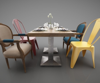 Industrial Style Dining Table And Chairs-ID:411986111