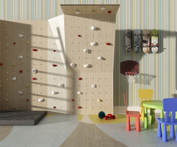 现代儿童游乐室运动器材学习桌椅攀岩墙-ID:992786889