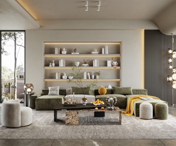 Modern Wabi-sabi Style A Living Room-ID:125516892