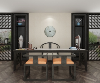New Chinese Style Computer Desk And Chair-ID:656382082