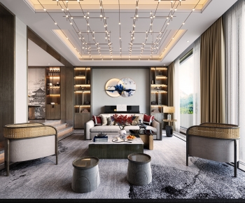 New Chinese Style A Living Room-ID:198045024