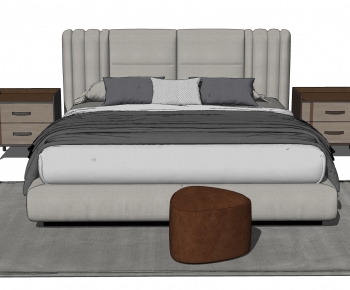 现代双人床 抱枕靠包 床上用品 床头柜-ID:767630101