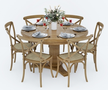 American Style Dining Table And Chairs-ID:452089077