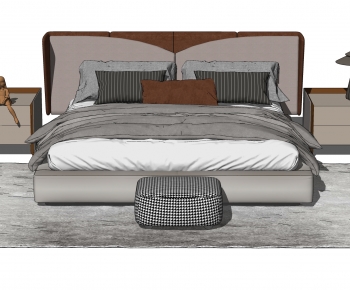 现代双人床 抱枕靠包 床上用品 床头柜-ID:687217002
