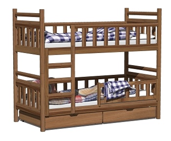 现代双层床 上下铺 高低床 架子床 连体床-ID:1310509