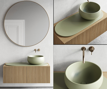 现代浴室柜洗手台圆形台盆3D模型