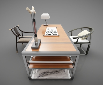 New Chinese Style Computer Desk And Chair-ID:621182926