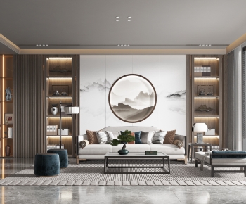 New Chinese Style A Living Room-ID:378046044