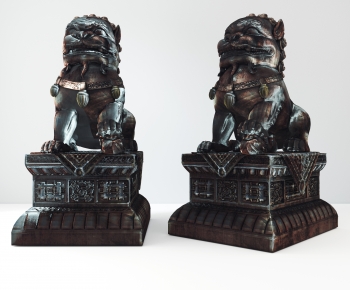 中式石狮子雕塑摆件-ID:323235036