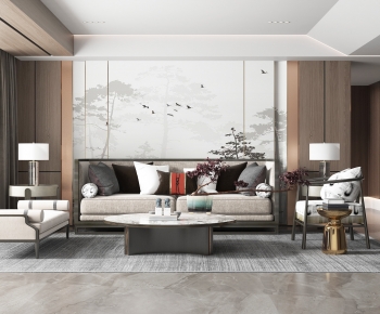 New Chinese Style A Living Room-ID:401452067