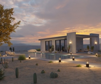 现代沙漠户外房子3D模型