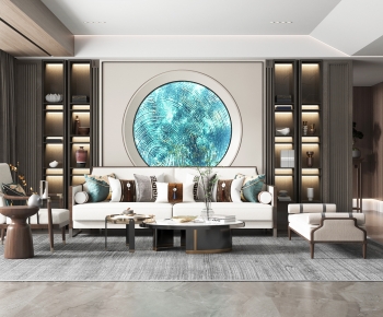 New Chinese Style A Living Room-ID:689654119