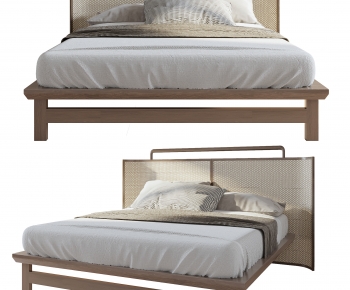 Wabi-sabi Style Double Bed-ID:541795023