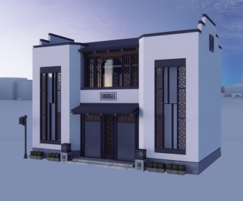 New Chinese Style Building Appearance-ID:730432036