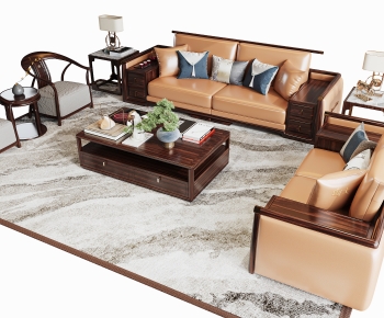 New Chinese Style Sofa Combination-ID:384701011