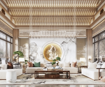 New Chinese Style A Living Room-ID:341662884