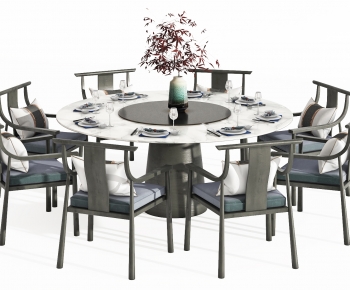 新中式圆形餐桌椅-ID:179140635