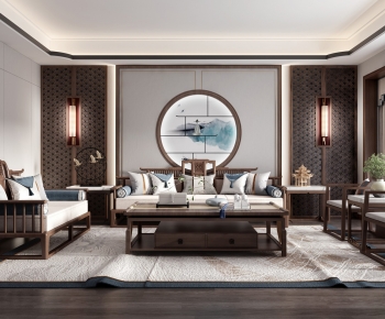 New Chinese Style A Living Room-ID:825381049