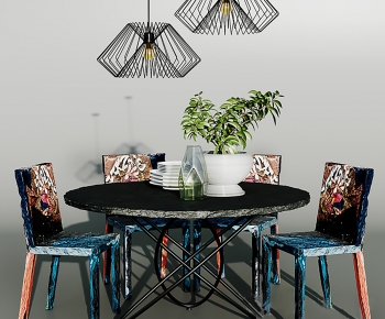 Industrial Style Dining Table And Chairs-ID:239830024