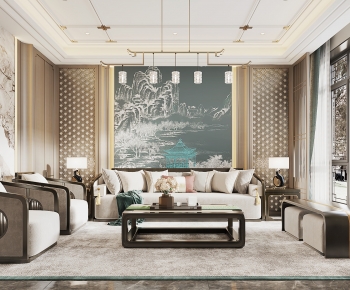 New Chinese Style A Living Room-ID:388369086