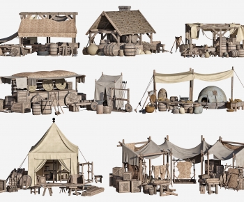 北欧中世纪集市摊位，帐篷，农具生活用品-ID:435070994