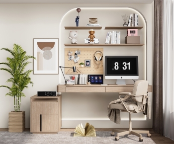 Modern Computer Desk And Chair-ID:897104986