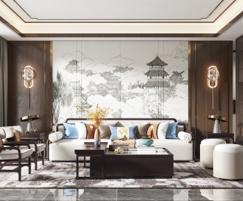 New Chinese Style A Living Room-ID:626467942