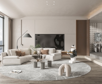 Modern Wabi-sabi Style A Living Room-ID:989255917