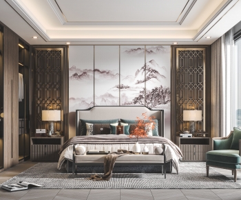 New Chinese Style Bedroom-ID:961150881