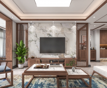 New Chinese Style A Living Room-ID:859497077