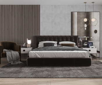 Modern Double Bed-ID:712610013