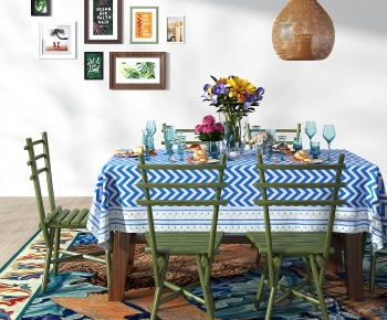Mediterranean Style Dining Table And Chairs-ID:218013055