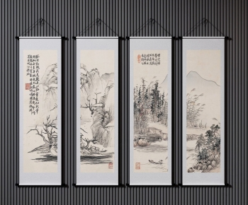 新中式卷轴山水装饰画-ID:510668996