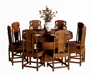 中式实木餐桌椅-ID:179500105