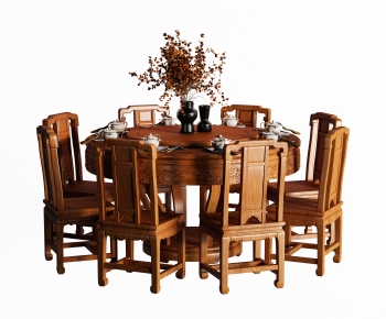 中式实木餐桌椅-ID:201390038