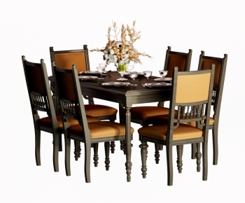 American Style Dining Table And Chairs-ID:555613043