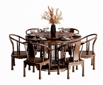 中式实木餐桌椅-ID:603612903