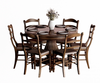 American Style Dining Table And Chairs-ID:742393026