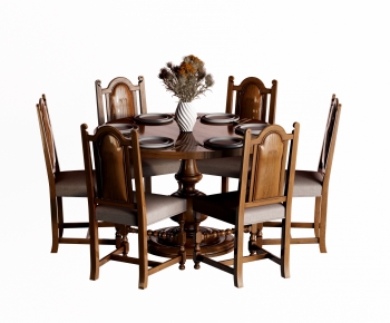 美式实木餐桌椅-ID:390840058