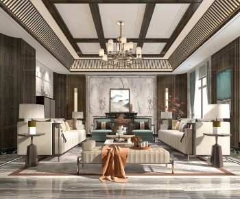 New Chinese Style A Living Room-ID:525589945