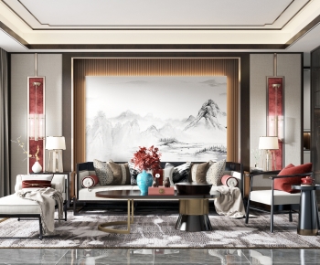 New Chinese Style A Living Room-ID:412936932