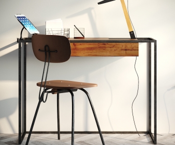 Industrial Style Computer Desk And Chair-ID:438462027