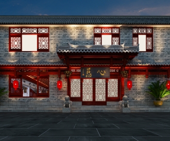 中式建筑模型展厅门面门头-ID:584317929