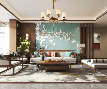New Chinese Style A Living Room-ID:240264891