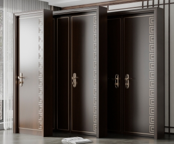 New Chinese Style Unequal Double Door-ID:388854034