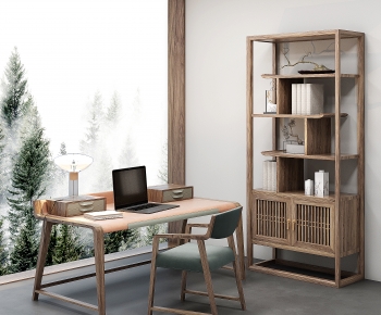 New Chinese Style Computer Desk And Chair-ID:489659074