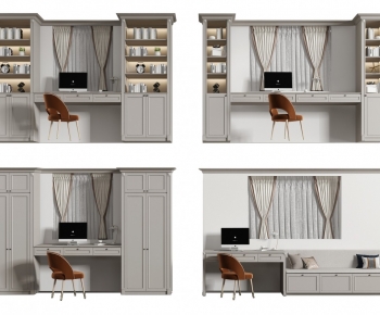Simple European Style Computer Desk And Chair-ID:205730922