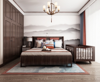 New Chinese Style Bedroom-ID:393390755